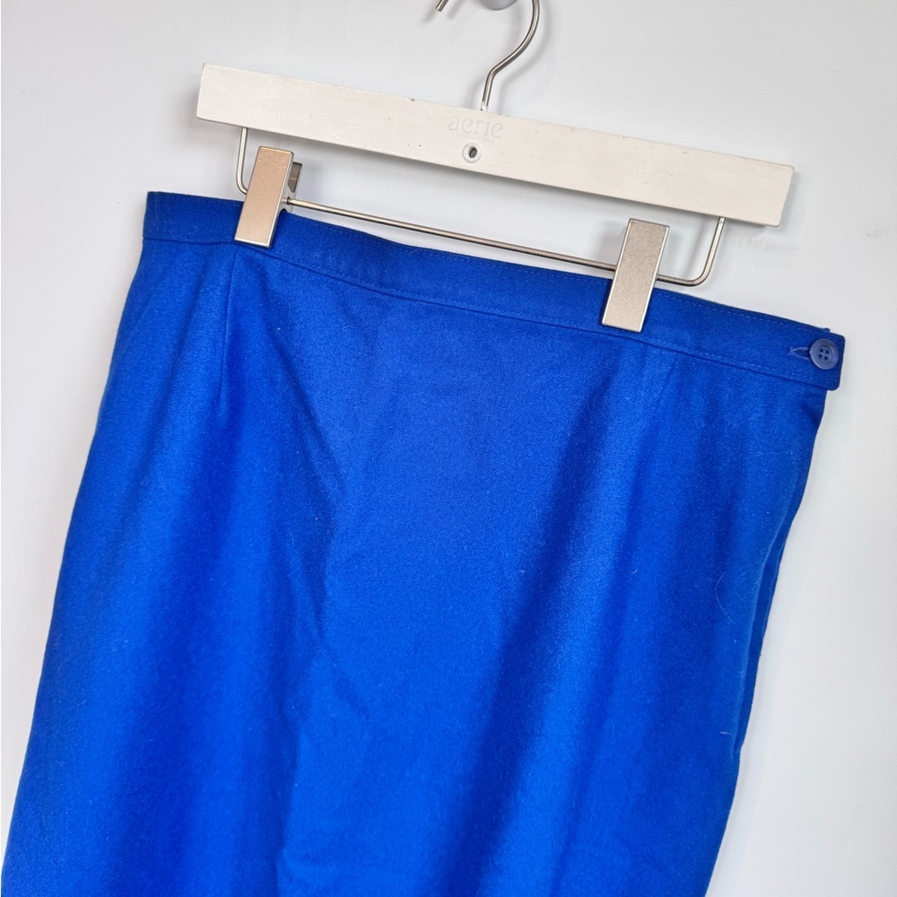 Vintage Pendleton Wool Blue Midi Pencil Skirt Size 14 - Picture 2 of 11